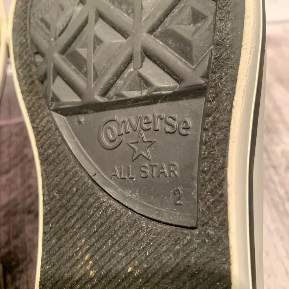 CONVERSE Girl's All Star Grey Double Tongue Sneakers / Size: 2 Junior